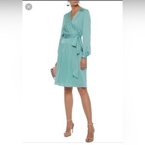 Beautiful Milly 100% Silk Dress. Mint green V-Neck Wrap. Never worn. Size 12